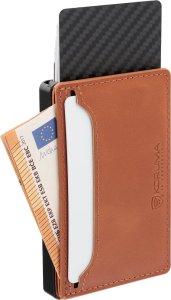 KORUMA Aluminiowy portfel na karty + etui skórzane z magsafe (brąz) Uniwersalny 3