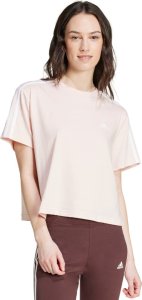 Adidas Koszulka damska adidas Essentials 3-Stripes Single Jersey Crop Top różowa IY4227 S 1