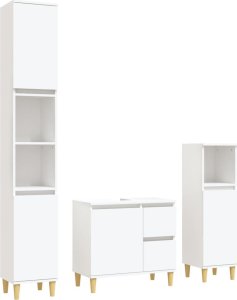 vidaXL Zestaw 3 szafek łazienkowych, biały, materiał drewnopochodny 2