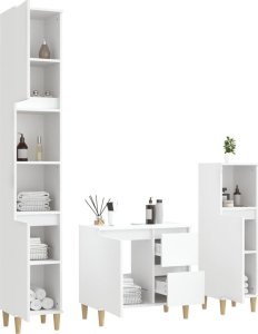 vidaXL Zestaw 3 szafek łazienkowych, biały, materiał drewnopochodny 4