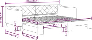 vidaXL Sofa rozsuwana, kremowa, 90x200 cm, tkanina 11