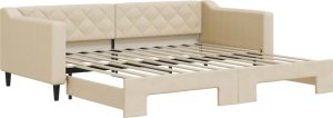 vidaXL Sofa rozsuwana, kremowa, 90x200 cm, tkanina 2