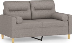 vidaXL 2-osobowa sofa z poduszkami, taupe, 120 cm, tkanina 2