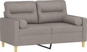 vidaXL 2-osobowa sofa z poduszkami, taupe, 120 cm, tkanina 3