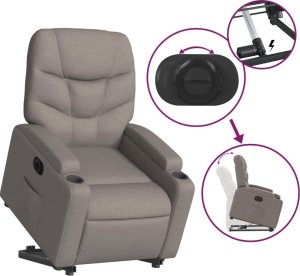 vidaXL Podnoszony fotel rozkładany, elektryczny, kolor taupe, tkanina 11