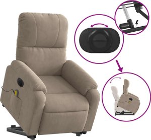 vidaXL Podnoszony fotel masujący, rozkładany, taupe, mikrofibra 11
