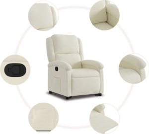 vidaXL Podnoszony fotel rozkładany, kremowy, aksamitny 7