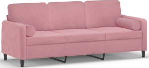 vidaXL 3-osobowa sofa z poduszkami, różowa, 180 cm, aksamit 2