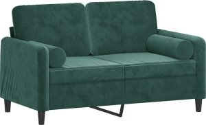 vidaXL 2-osobowa sofa z poduszkami, ciemnozielona, 120 cm, aksamit 3