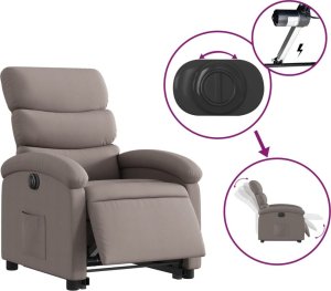 vidaXL Podnoszony fotel rozkładany, elektryczny, kolor taupe, tkanina 5