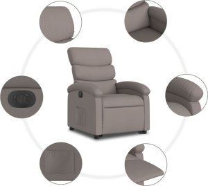 vidaXL Podnoszony fotel rozkładany, elektryczny, kolor taupe, tkanina 7