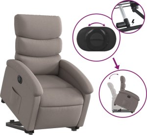 vidaXL Podnoszony fotel rozkładany, elektryczny, kolor taupe, tkanina 10