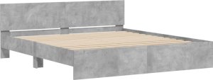 vidaXL Rama łóżka z wezgłowiem i LED, szarość betonu, 180x200 cm 6