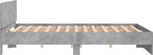 vidaXL Rama łóżka z wezgłowiem i LED, szarość betonu, 180x200 cm 8