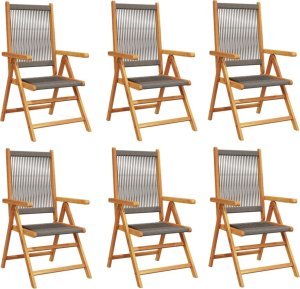 vidaXL Rozkładane krzesła ogrodowe, 6 szt., szare, drewno akacjowe 2