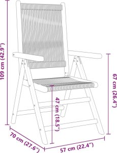vidaXL Rozkładane krzesła ogrodowe, 6 szt., szare, drewno akacjowe 10