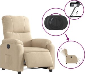 vidaXL Rozkładany fotel elektryczny, kremowy, obity mikrofibrą 5