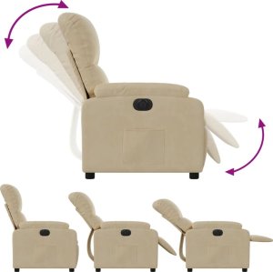 vidaXL Rozkładany fotel elektryczny, kremowy, obity mikrofibrą 6