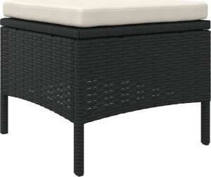 vidaXL 2-os. sofa ogrodowa ze stolikiem i stołkami, czarna, polirattan 7