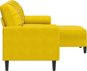 vidaXL 3-osobowa sofa z podnóżkiem, żółta, 180 cm, aksamit 4