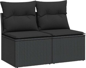 vidaXL 4-cz. sofa ogrodowa z poduszkami, czarny rattan PE i akacja 2