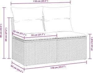 vidaXL 4-cz. sofa ogrodowa z poduszkami, czarny rattan PE i akacja 6