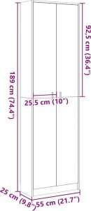 vidaXL Szafa do przedpokoju, dąb sonoma, 55x25x189 cm 10