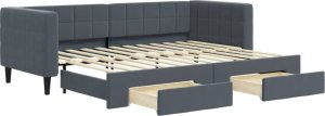 vidaXL Sofa rozsuwana z szufladami, ciemnoszara, 80x200 cm, aksamit 2