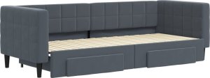 vidaXL Sofa rozsuwana z szufladami, ciemnoszara, 80x200 cm, aksamit 3