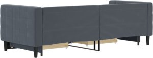 vidaXL Sofa rozsuwana z szufladami, ciemnoszara, 80x200 cm, aksamit 5
