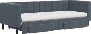 vidaXL Sofa rozsuwana z szufladami, ciemnoszara, 80x200 cm, aksamit 3