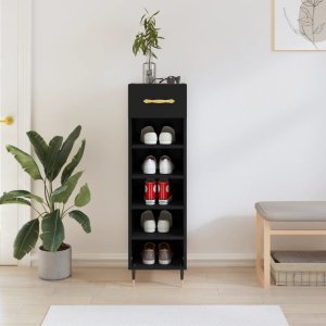 vidaXL Szafka na buty, czarna, 30x35x105 cm, materiał drewnopochodny 1