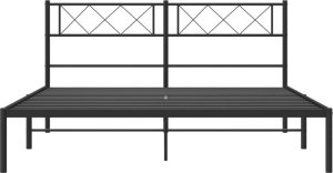 vidaXL Metalowa rama łóżka z wezgłowiem czarna, 140x200 cm 4