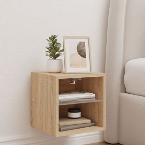 vidaXL Ścienna szafka TV z LED, dąb sonoma, 30x28,5x30 cm 4