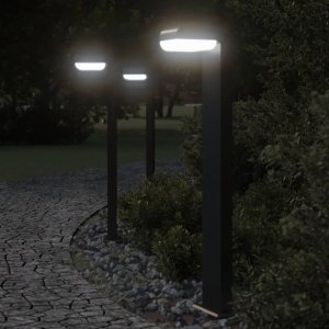 vidaXL Zewnętrzne lampy stojące, 3 szt., czarne, 80 cm, aluminium 1