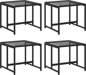 vidaXL Stołki ogrodowe, 4 szt., czarne, polirattan 2