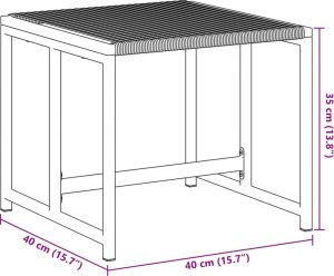 vidaXL Stołki ogrodowe, 4 szt., czarne, polirattan 9
