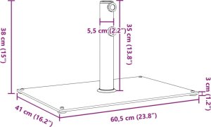 vidaXL Podstawa do parasola, do słupków 32/38/48 mm, 15 kg, prostokąt 9