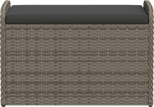 vidaXL Ławka ze schowkiem i poduszką, szara, 80x51x52 cm, polirattan 4