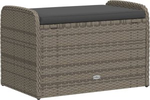 vidaXL Ławka ze schowkiem i poduszką, szara, 80x51x52 cm, polirattan 6