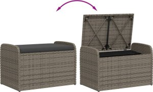 vidaXL Ławka ze schowkiem i poduszką, szara, 80x51x52 cm, polirattan 7