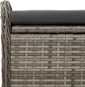 vidaXL Ławka ze schowkiem i poduszką, szara, 80x51x52 cm, polirattan 9