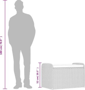 vidaXL Ławka ze schowkiem i poduszką, szara, 80x51x52 cm, polirattan 10