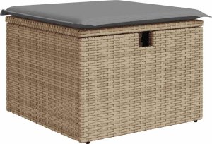 vidaXL 5-cz. zestaw mebli z poduszkami, beżowy, rattan PE i akacja 7