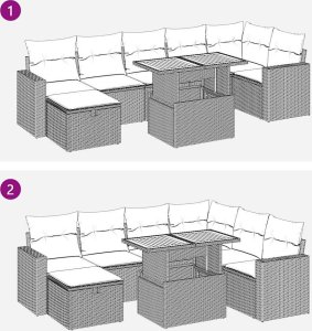 vidaXL 5-cz. zestaw mebli z poduszkami, beżowy, rattan PE i akacja 8