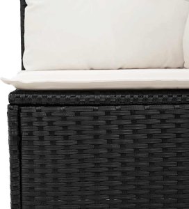 vidaXL 11-cz. zestaw mebli z poduszkami, czarny, polirattan i akacja 11