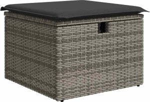 vidaXL 7-cz. zestaw mebli z poduszkami, szary, polirattan i akacja 6