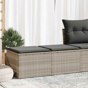 vidaXL 2-cz sofa ogrodowa z poduszkami, jasnoszary, rattan PE i akacja 1