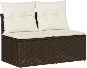 vidaXL 4-cz sofa ogrodowa z poduszkami, brązowy rattan PE i akacja 2