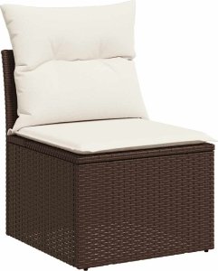 vidaXL 4-cz sofa ogrodowa z poduszkami, brązowy rattan PE i akacja 4